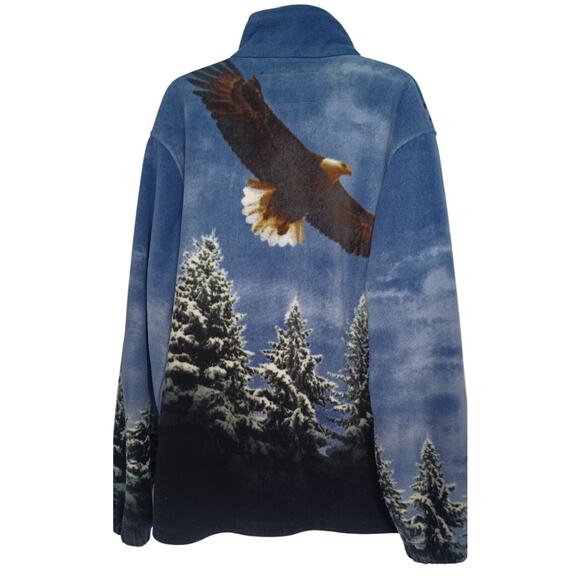 Vintage Trail Crest Full Zip Fleece Jacket Medium American Eagle & Forest Print - Picture 2 of 6